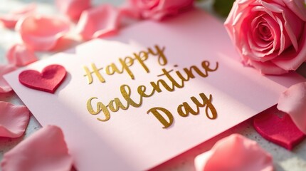 Handwritten Galentine's Day pink cards with rose petals and lipstick prints, feminine celebration preparation and friendship appreciation