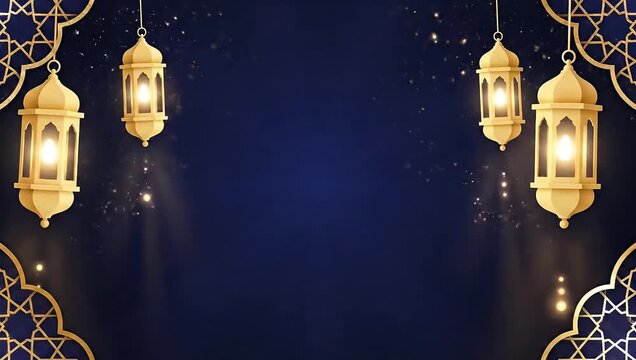 Elegant decorative background with intricate gold patterns on a deep blue surface