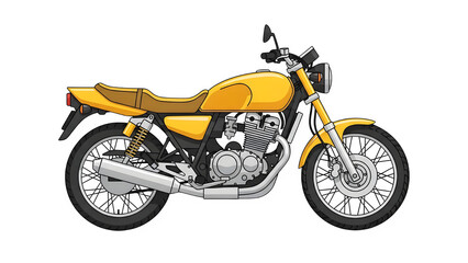 Classic yellow motorcycle side view illustration isolated on transparent background