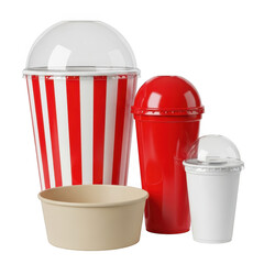 Set of popcorn containers with lids