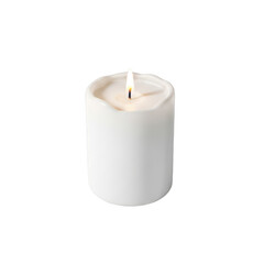 Single white candle lit