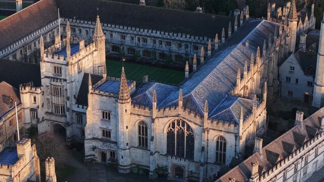 Christ Church college in Oxford features historic Gothic and collegiate architecture surrounding a green quadrangle