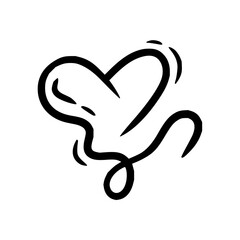 Fototapeta premium Whimsical Hand-Drawn Heart Outline with Dynamic Flowing Line Design, Expressing Love, Affection, and Artistic Simplicity in a Minimalist Style
