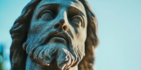 Close-up image of a marble bust