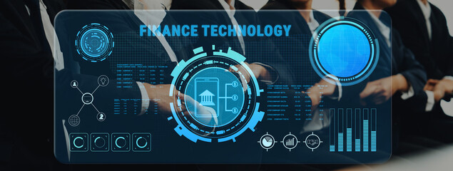 A sleek and modern financial technology interface showcasing data visualization and analytics, set against a professional business environment illustrating innovation. Trope