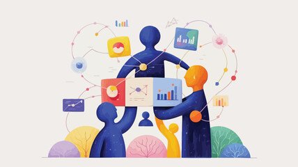 Teamwork and data analysis for business success together