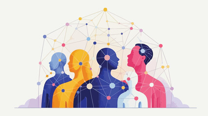 Diverse group of people connected by a vibrant network