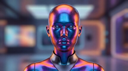 Photograph of an Iridescent Synthetic Human
