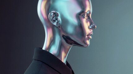 Photograph of an Iridescent Synthetic Human