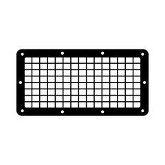 Rectangular ventilation grille icon. Black silhouette. Front and side view. Vector simple flat graphic illustration. Isolated object on a white background.