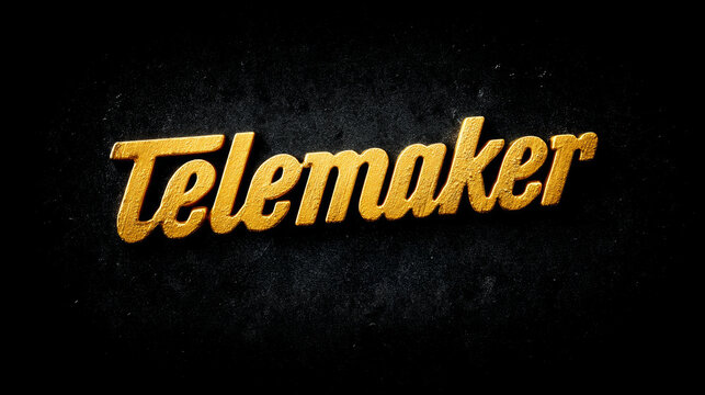 Golden telemarketer logo in bold gold lettering on dark background for branding and advertising