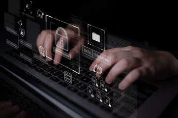 Digital padlock surrounded by data security diagrams representing encryption, network protection, and secure information management Parse