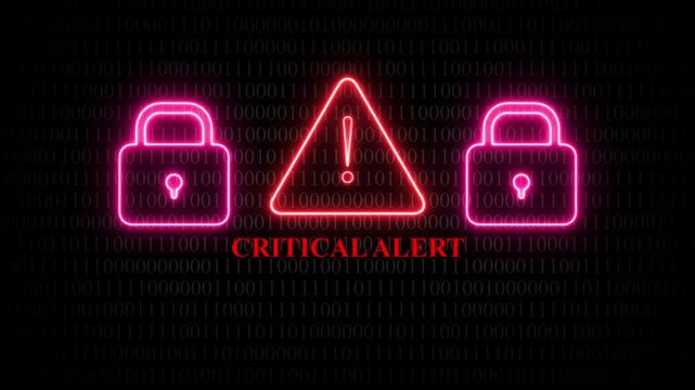 Neon Pink Padlocks And Exclamation Mark With Critical Alert Text