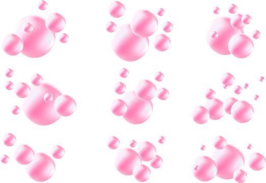 Vector texture of  pink bubble gum and collagen bubbles for dreamy design.background.