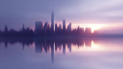 Naklejka premium financial district skyline sunrise concept