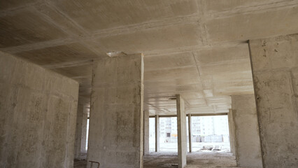 Unfinished concrete interior of building under construction