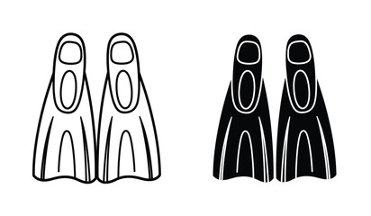 Vector illustration of black and white flippers side by side on a pure © rsvect02