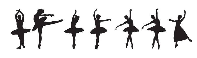 Fototapeta premium silhouette of a danching style woman with different dress.