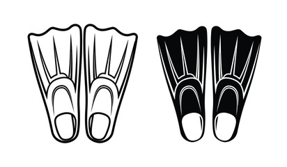 A pair of black and white flippers for swimming and diving © rsvect02