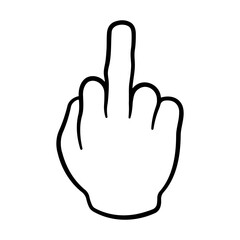Obraz premium black and white hand gesture icon or middle finger up without background.