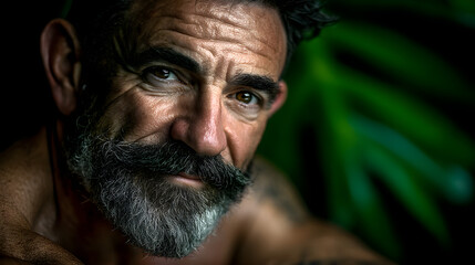 Mature man with confident expression in nature portrait
