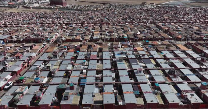 Aerial view of yaqing Temple in Ganzi County, Sichuan province,China