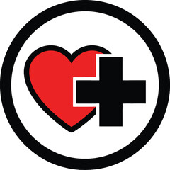 Fototapeta premium Red Heart and Black Medical Cross Symbol.