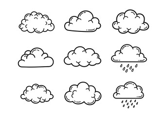 Obraz premium Set of Hand Drawn Cloud Illustrations.