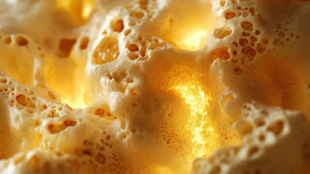 Savory food with an abundance of air bubbles, providing a crispy texture and an appealing visual.