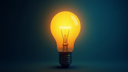 Glowing Incandescent Light Bulb with Filament