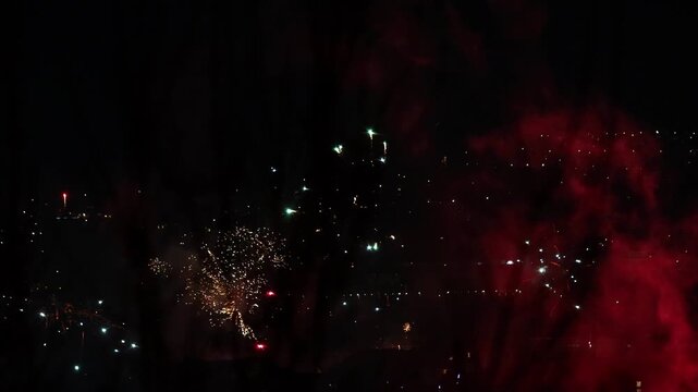 some fireworks on silvester night 4k 25fps video
