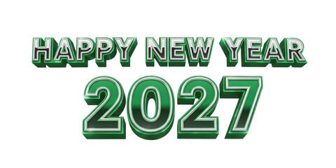 Happy new year 2027 greeting card with green text