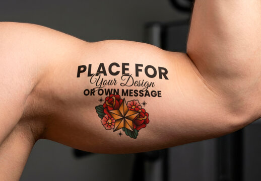 Real Tattoo on Arm Bicep Mockup