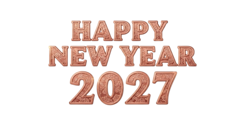 Happy new year 2027 text on white background