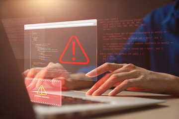System hacked alert after cyber attack on computer network. compromised information. internet virus cyber security, cybercrime. hackers to steal the information is cybercriminal. attack, crime, cyber