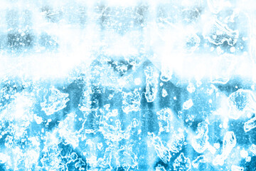 水の流れ、氷や流氷、雪や冬の季節など冷たい寒い感じをイメージして青と白の色の配色でデザインした背景、テクスチャ、壁紙 © Yoshio Demizu
