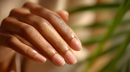 Woman's hand showing healthy glowing skin and natural nails