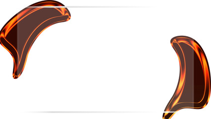 Abstract glowing liquid fire frame with molten orange edges on black background, modern artistic...