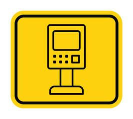 Yellow Sign Indicating Electronic Kiosk with Simple Graphic Design