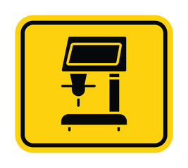 Black and Yellow Sign showing Industrial Mixer Equipment Icon with Caution Theme
