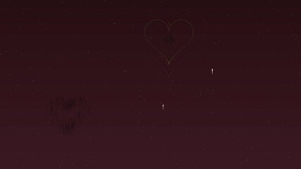 Fireworks display with hearts for Valentines Day celebration at night sky - Powered by Adobe