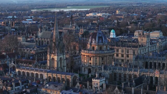 Oxford cityscape displaying historical university architecture and famous landmarks in soft light