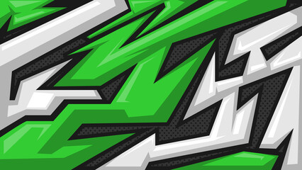 Green sport abstract background with bold zigzag motion.