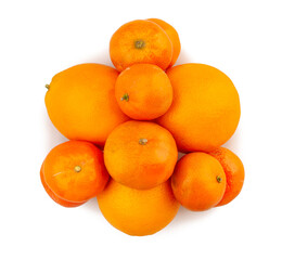 tangerine orange mix heap path isolated on white top view