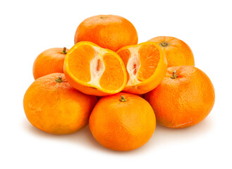 sliced tangerine heap path isolated on white