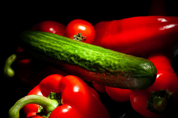 cucumber vegetable mix on black background