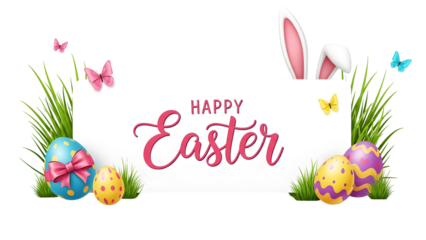 Happy easter isolated on transparent background