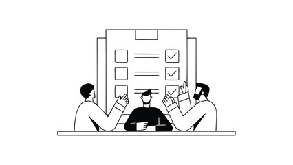 Team reviewing completed tasks together during sprint review meeting in modern office setting