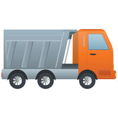 Commercial Orange Freight Truck Illustration - Industrial Lorry for Construction and Logistics Isolated on White