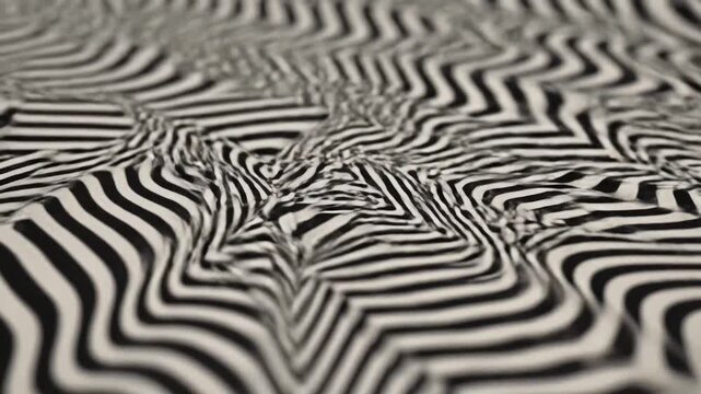 Abstract Black and White Zebra Stripes Ripple and Flow in Hypnotic Visual Effect.